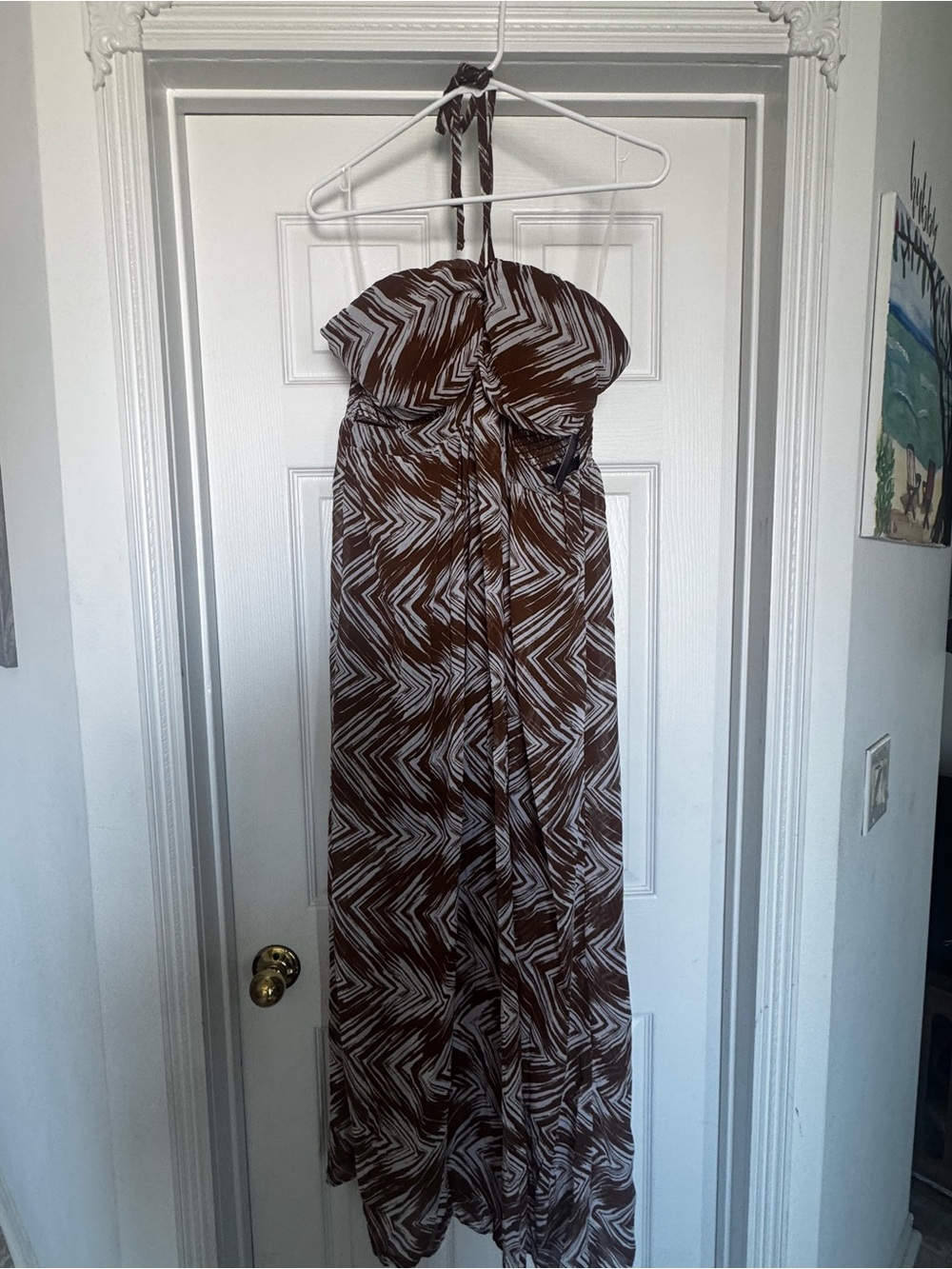 George Brown & White Strapless Patterned Maxi Dress